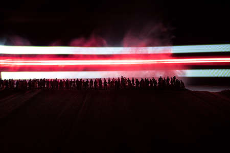 Belarus presidential elections protest. White and red colored light as symbol of Belarus flag....