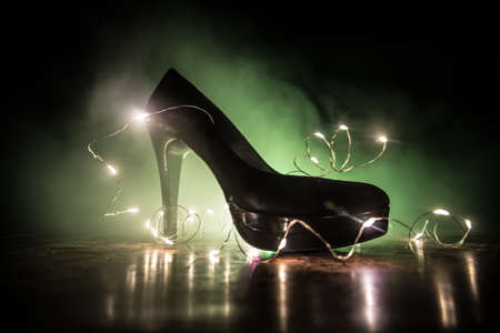 Full moon over quiet village at night. Beautiful night landscape of mountain village under the moonlight. Azerbaijan nature. Long exposure shotの写真素材