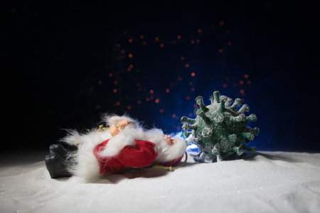 Celebrating winter and Christmas holidays in the new Covid-19 reality. Traditional holiday...