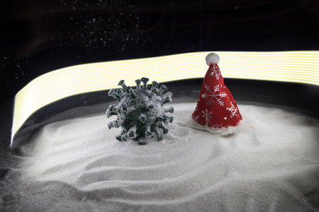 Celebrating winter and Christmas holidays in the new Covid-19 reality. Traditional holiday...