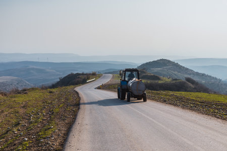 Beautiful landscape in the mountains at summer in daytime. Mountains at the sunset time. Azerbaijan, Caucasus. Khinaligの写真素材