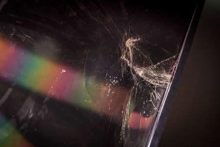 Broken led screen hit by a hammer. The concept of hatred of television, modern technology and talk...