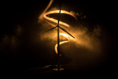 Electricity power in nature or clean energy concept. Wind Turbine producing alternative energy....