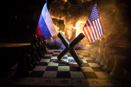 Concept of war or manipulation with global politics. War between Russia and Ukraine, conceptual...