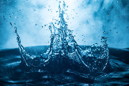 Water splash on dark foggy background. selective focus.の写真素材