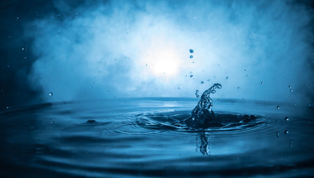 Water splash on dark foggy background. selective focus.の写真素材