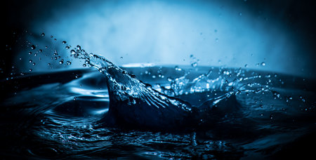 Water splash on dark foggy background. selective focus.の写真素材