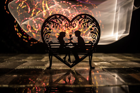 Valentine's Day Concept: A Miniature Table Scene with Items Symbolizing Love, Relationships, and Romance, Including a Heartfelt Love Card, Perfectly Capturing the Spirit of Valentine's Day.の写真素材