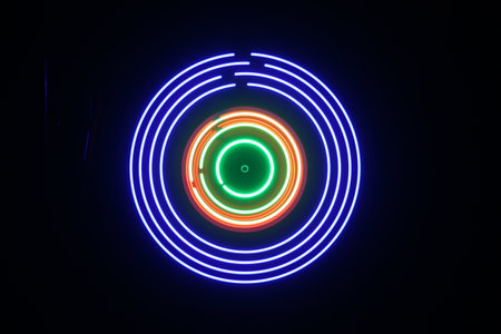 Music DJ concept. Trail of fire and smoke on vinyl record. Turntable vinyl record player on dark background. selective focusの写真素材