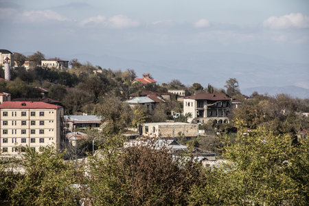 Shusha City: A Resilient City in Azerbaijan, Rebuilding and Reclaiming Its Cultural Heritage Amidst the Aftermath of Conflict, with Stunning Views and Rich Historical Significanceの写真素材