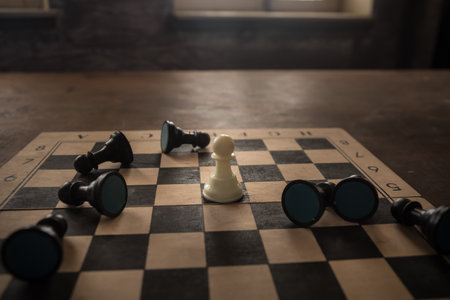 An original idea on the subject of differences. Concept with chess.の写真素材