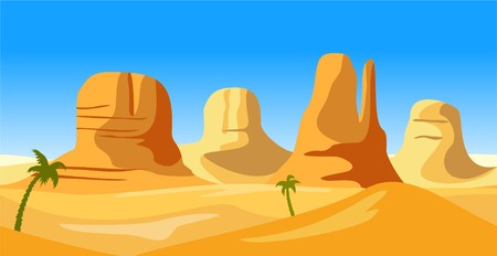 Desert wild nature landscapes with mountainsのイラスト素材