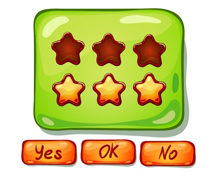 ?artoon panels for game UI, including yes/no and Ok buttons.のイラスト素材