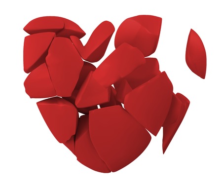 Red Broken Heart 3d illustration.のイラスト素材