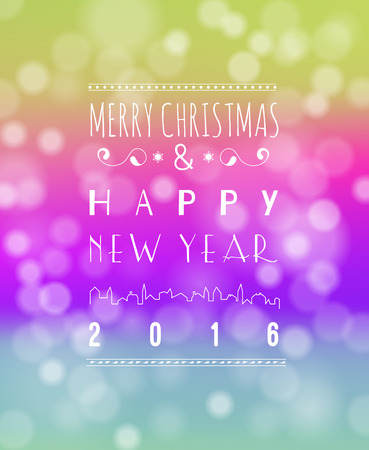 Happy New Year Greeting Card. Vector illustration. Blurred background with lights.のイラスト素材