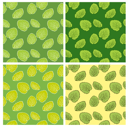 Set of Four Seamless Pattern With Leaf. Abstract leaf texture, endless background.Seamless pattern can be used for wallpaper, pattern fills, web page background, surface textures.のイラスト素材
