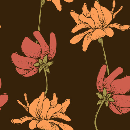Seamless Floral Pattern With hand-drawn flowersのイラスト素材