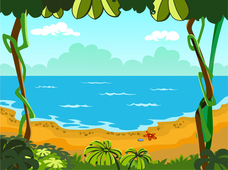 Illustration of sunny tropical Island. Vector illustration.のイラスト素材