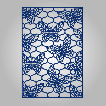 Abstract cutout panel for laser cutting, die cutting or stencil. Vector filigree pattern for wedding invitation card.のイラスト素材