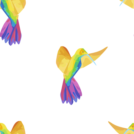 Seamless pattern with colibri. Colored fantasy tropical birds. Vector illustration.のイラスト素材