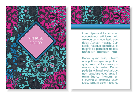 Business card or invitation. Vintage decorative elements. Oriental pattern, vector illustration. Islam, Arabic, Indian, turkish, pakistan chinese ottoman motifsのイラスト素材