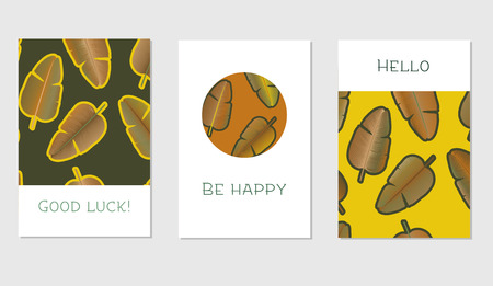 Set of creative universal floral cards in tropical style. Hand Drawn textures. Wedding, anniversary, birthday, Valentin's day, party invitations. Vector. Isolated.のイラスト素材