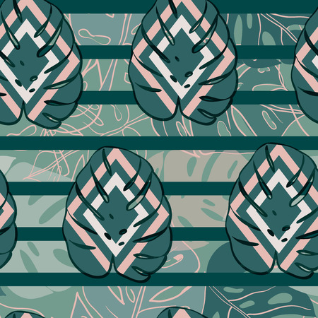 Seamless pattern with tropical leavesの写真素材