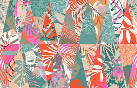 Seamless pattern with tropical leavesのイラスト素材