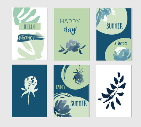 Set of artistic creative summer cards.のイラスト素材