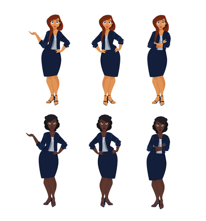 Set of plus size business woman.のイラスト素材