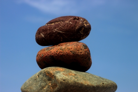 figure of the four stones on the background of blue skyの写真素材