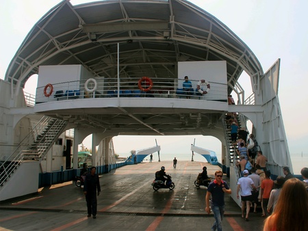 Boarding the ferry crossing to the island,  Thailand,  Koh Chang