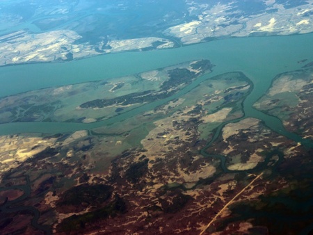  View from the airplane on the earth. の素材