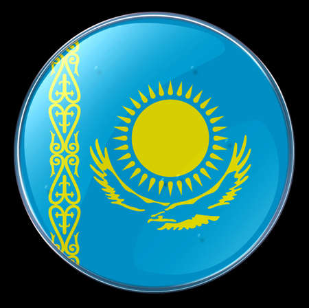 Kazakhstan Flag Button. (With Clipping Path)の写真素材