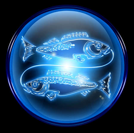 Pisces zodiac button iconの写真素材
