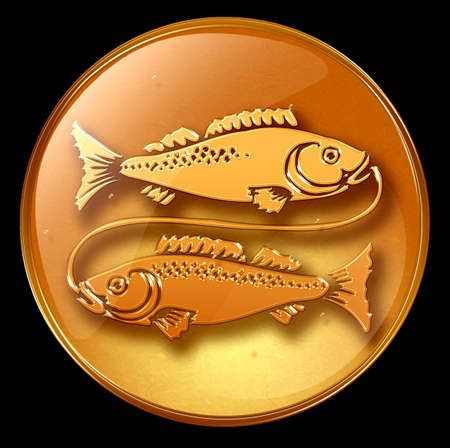 Pisces zodiac button iconの写真素材