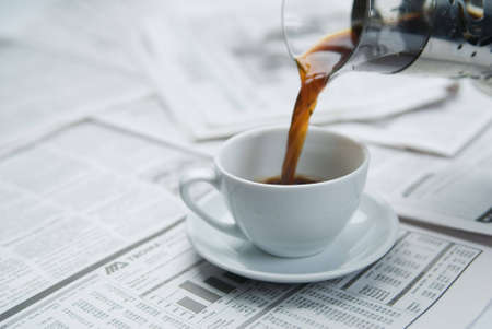 Coffee newspaper, businessの写真素材