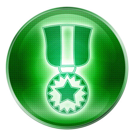 medal icon green, isolated on white background.の写真素材