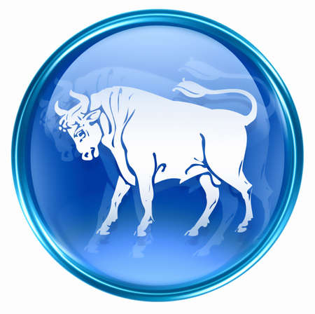 Taurus zodiac button icon, isolated on white background.の写真素材