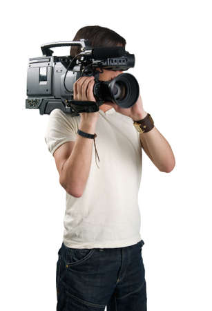 Cameraman, isolated on white backgroundの写真素材