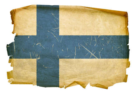 Finland Flag old, isolated on white background.の写真素材
