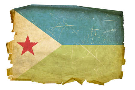 Djibouti Flag old, isolated on white background.の写真素材