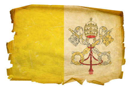 Vatican Flag old, isolated on white background.の写真素材