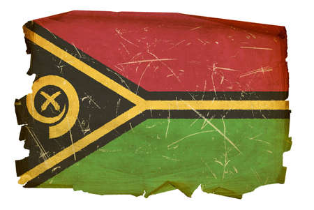 Vanuatu Flag old, isolated on white background.の写真素材