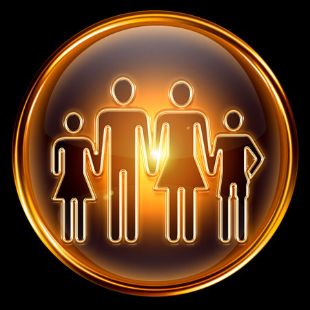People icon golden, isolated on black background.の写真素材
