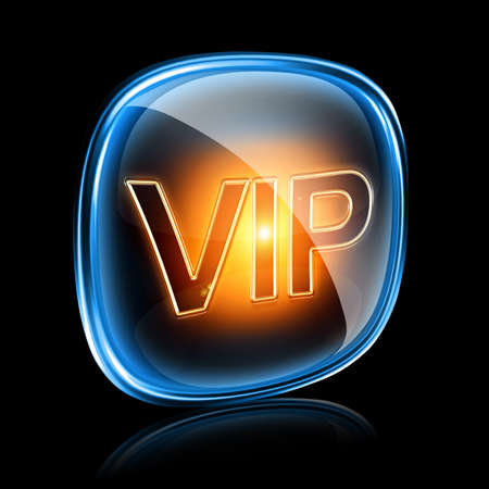 Vip icon neon, isolated on black backgroundの写真素材