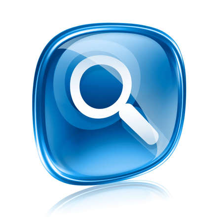 magnifier icon blue glass, isolated on white background.の写真素材
