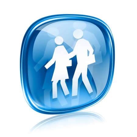 people icon blue glass, isolated on white backgroundの写真素材