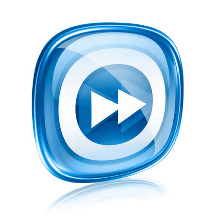 Forward icon blue glass, isolated on white background.の写真素材