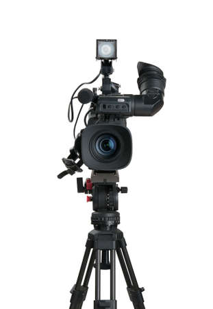 Professional digital video camera, isolated on white backgroundの写真素材